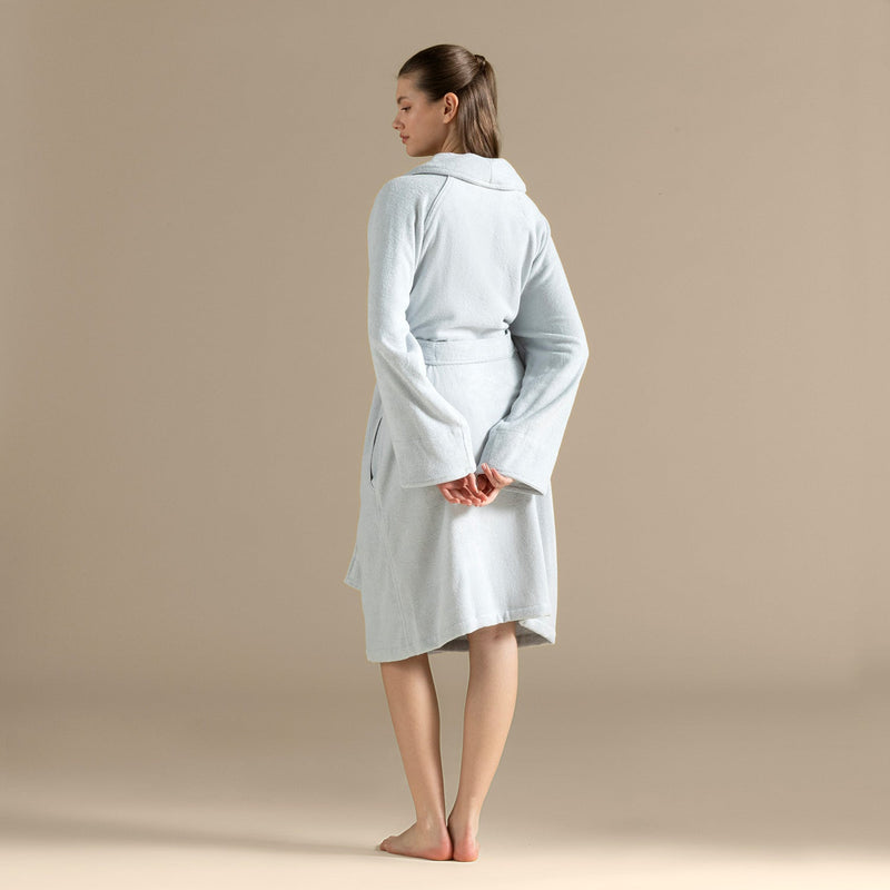 Chakra Solid Unisex Bathrobe Blue