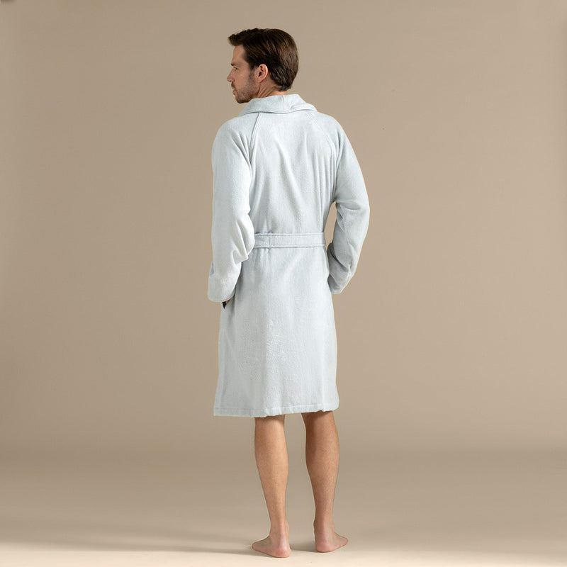 Chakra Solid Unisex Bathrobe Blue