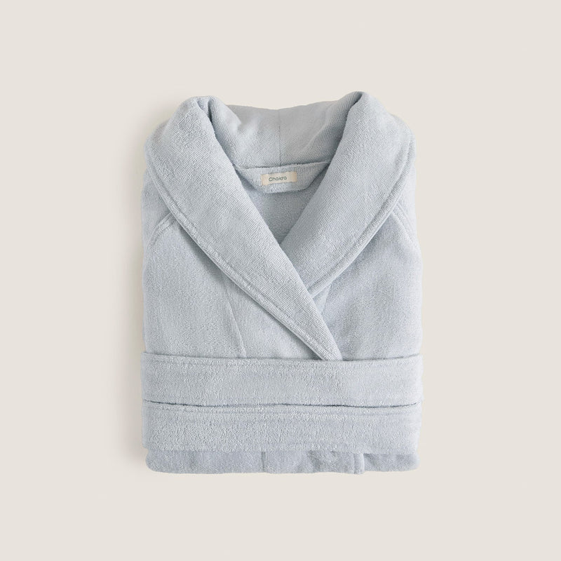 Chakra Solid Unisex Bathrobe Blue