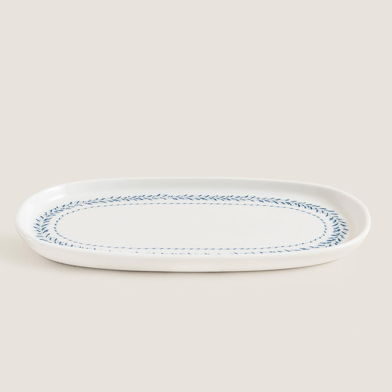 Chakra Pelion Oval Serving Plate 25 Cm Blue - White