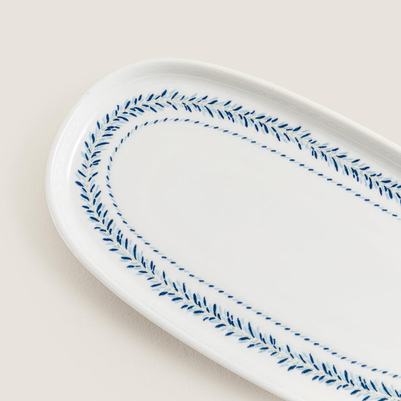 Chakra Pelion Oval Serving Plate 25 Cm Blue - White