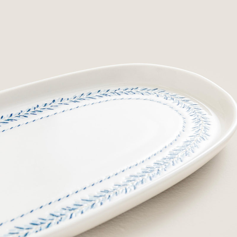 Chakra Pelion Oval Serving Plate 25 Cm Blue - White