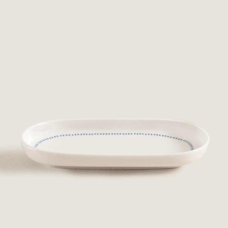 Chakra Pelion Oval Serving Plate 16 Cm Blue - White