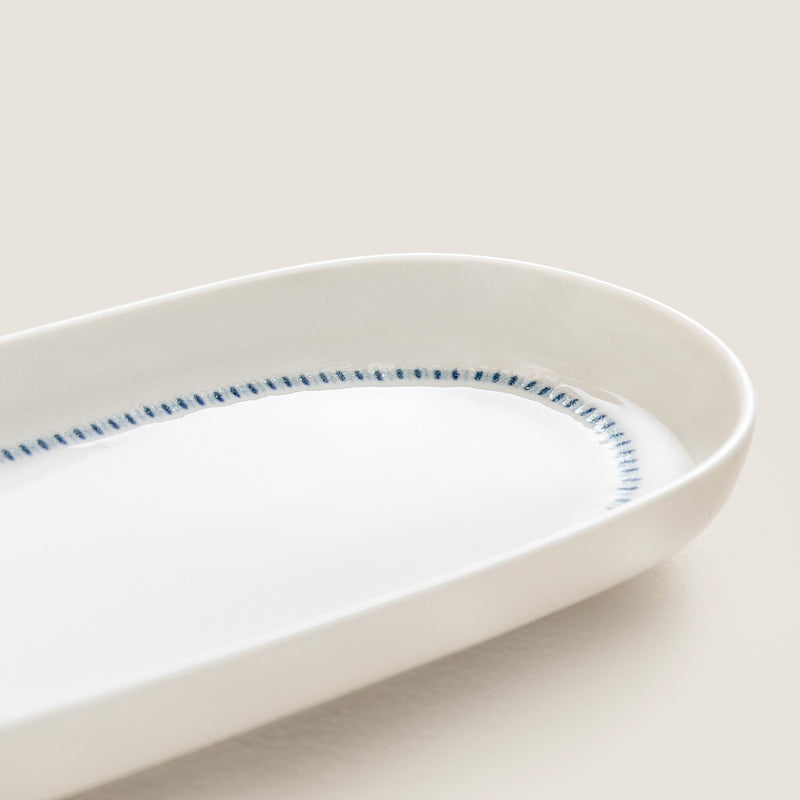 Chakra Pelion Oval Serving Plate 16 Cm Blue - White