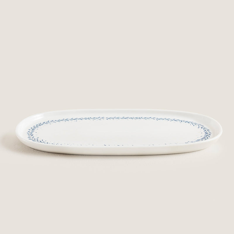 Chakra Pelion Oval Serving Plate 30 Cm Blue - White