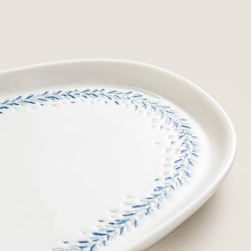 Chakra Pelion Oval Serving Plate 30 Cm Blue - White