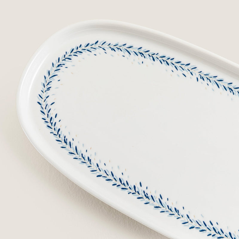 Chakra Pelion Oval Serving Plate 30 Cm Blue - White