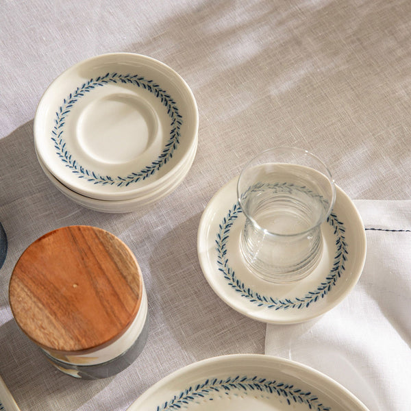 Chakra Flower Tea Plate Blue - White