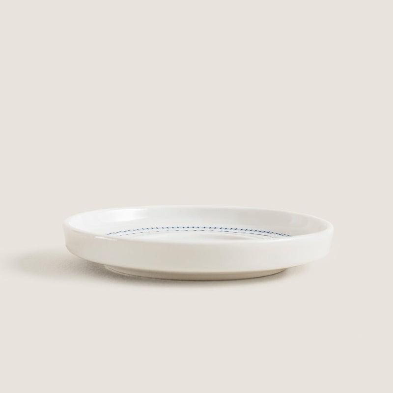 Chakra Dots Tea Plate Blue - White