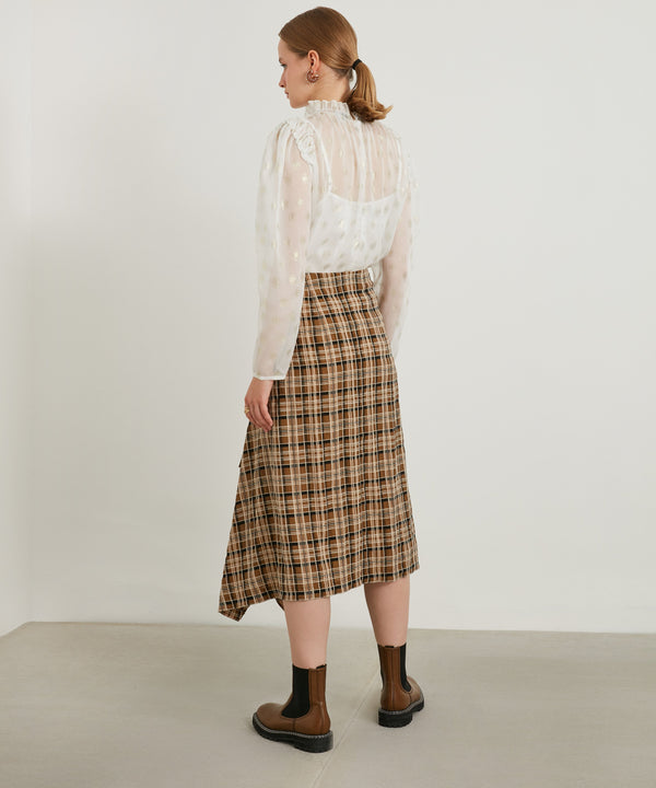 Ipekyol Plaid Pattern Asymmetrical Skirt Brown