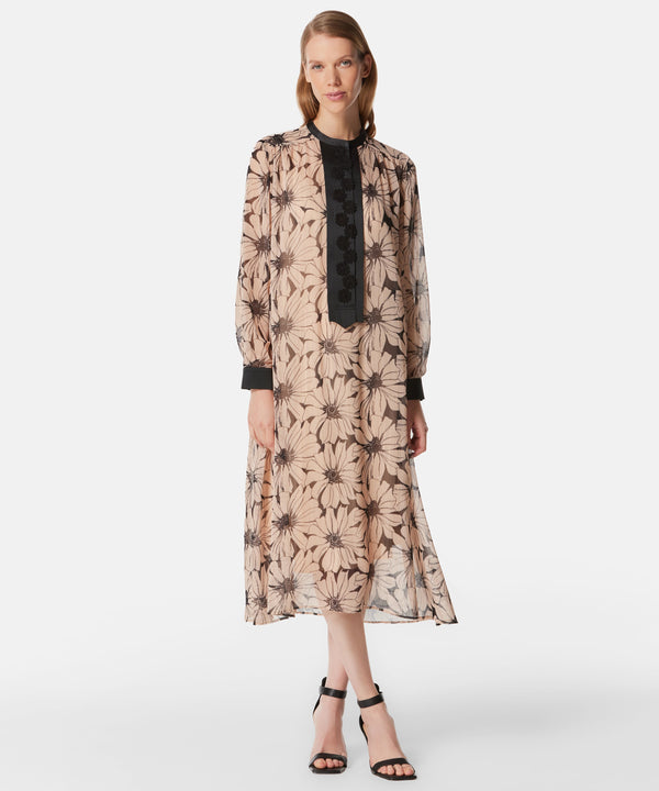 Machka Lurex Printed Midi Dress Beige