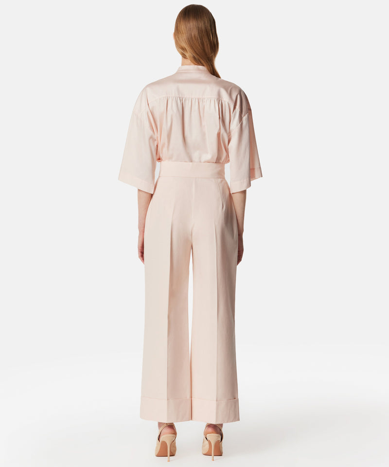 Machka Folded Hem Solid Trousers Powder