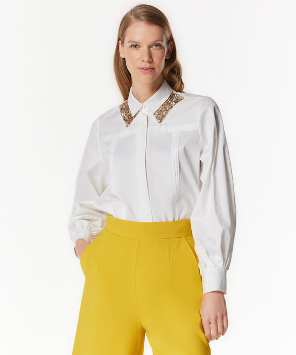 Machka Flower-Embellished Poplin Shirt White