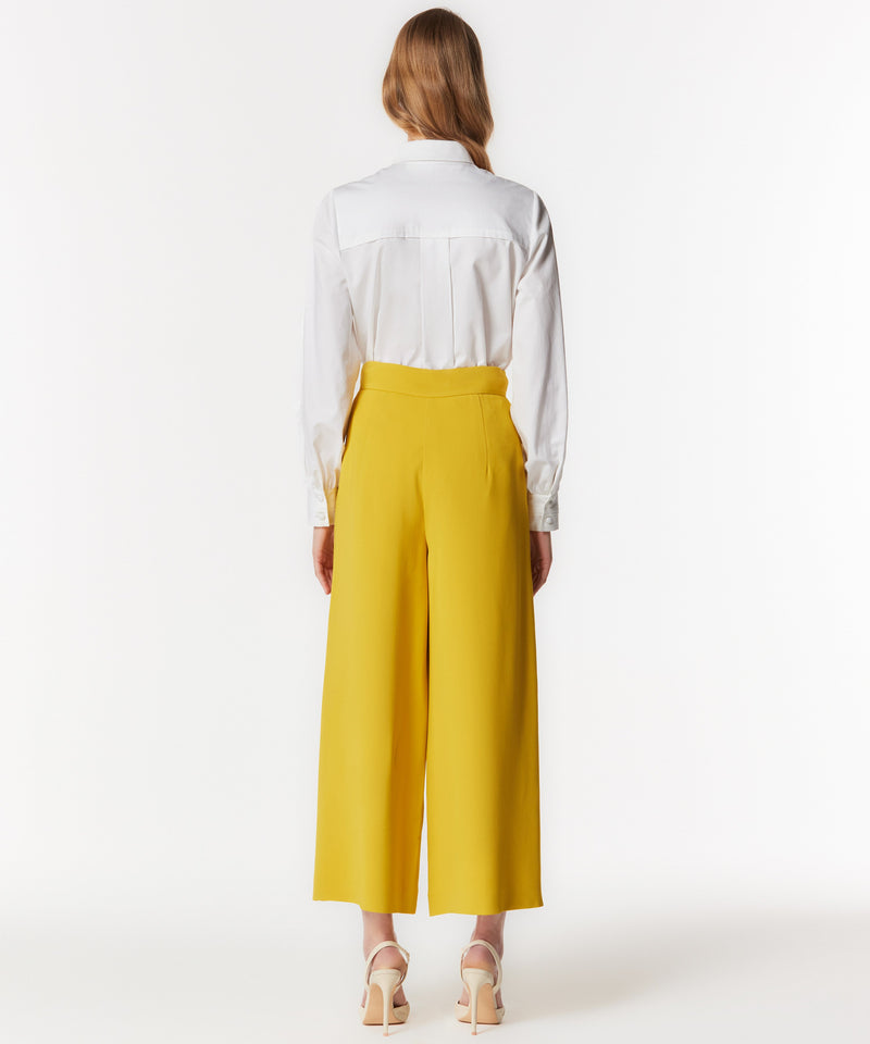 Machka Solid Wide Leg Trousers Dark Yellow