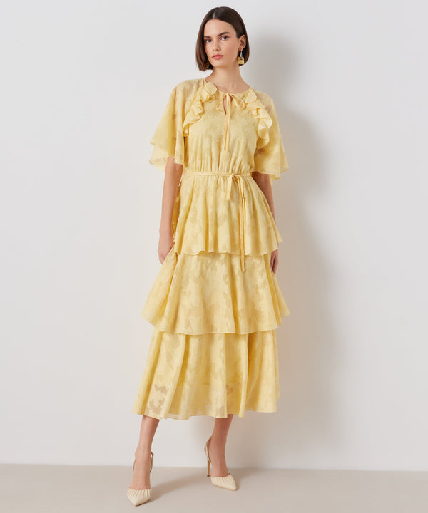 Ipekyol Patterned Layered Midi Dress Yellow