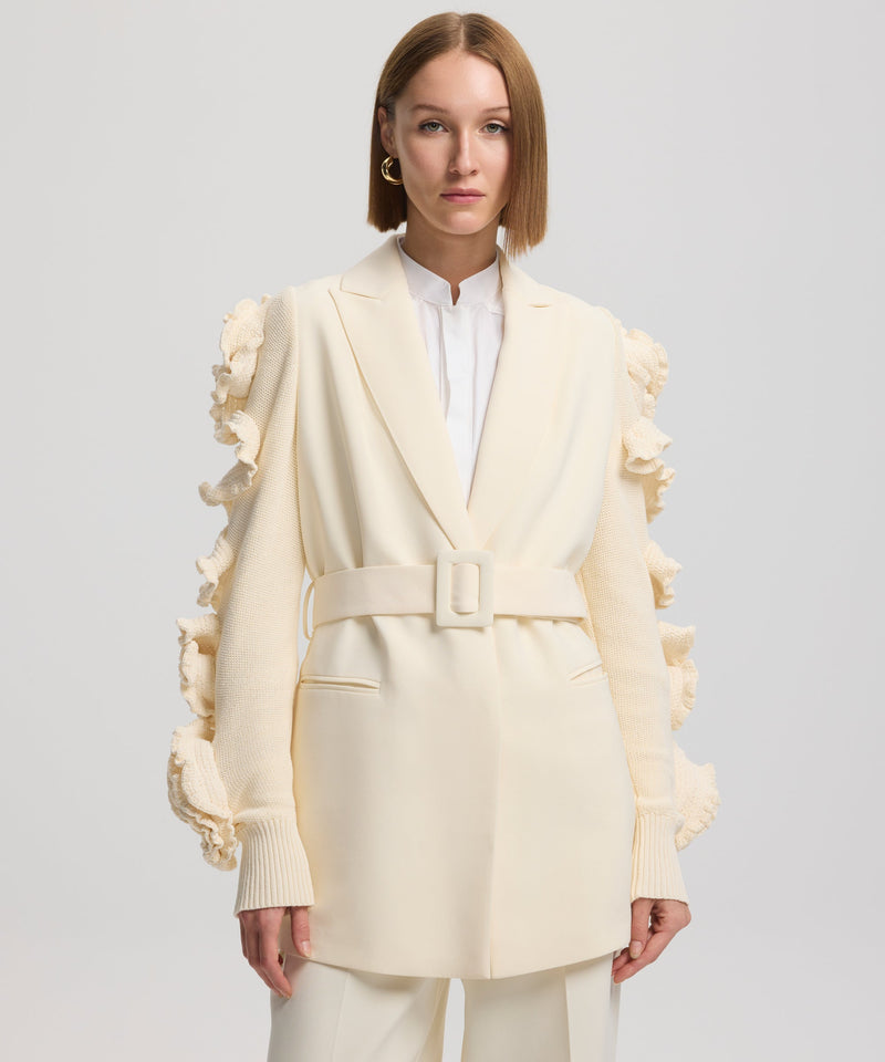 Ipekyol Sleeve Detailed Belted Jacket Off White