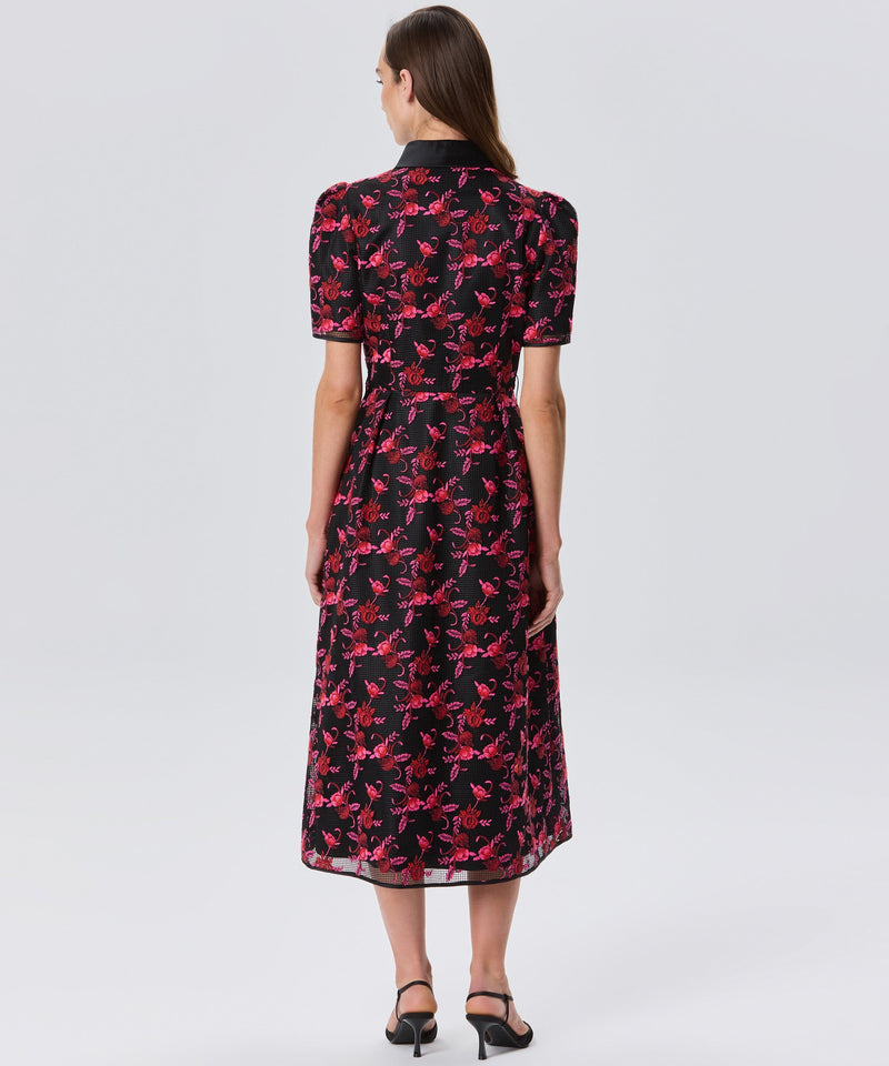 Machka Floral Print Mesh Dress Black