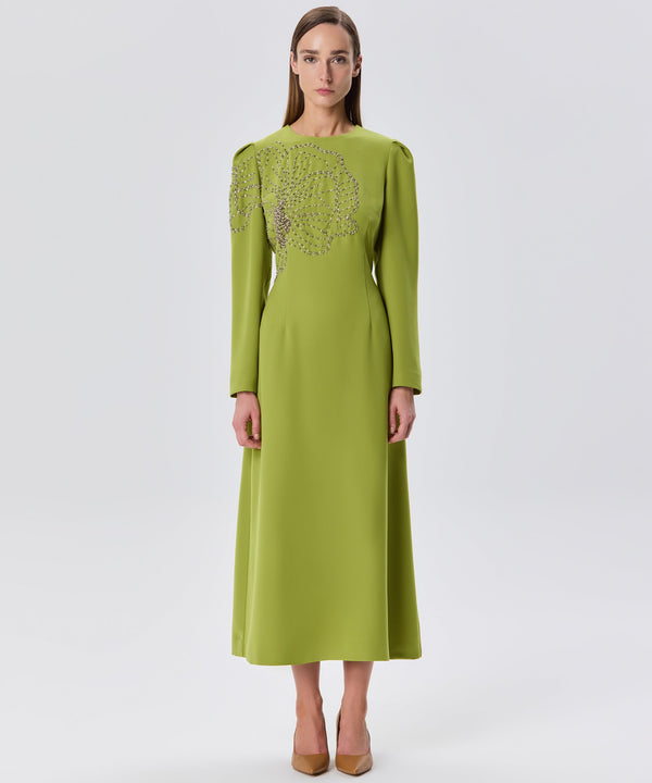 Machka Embroidered Detail Dress Green