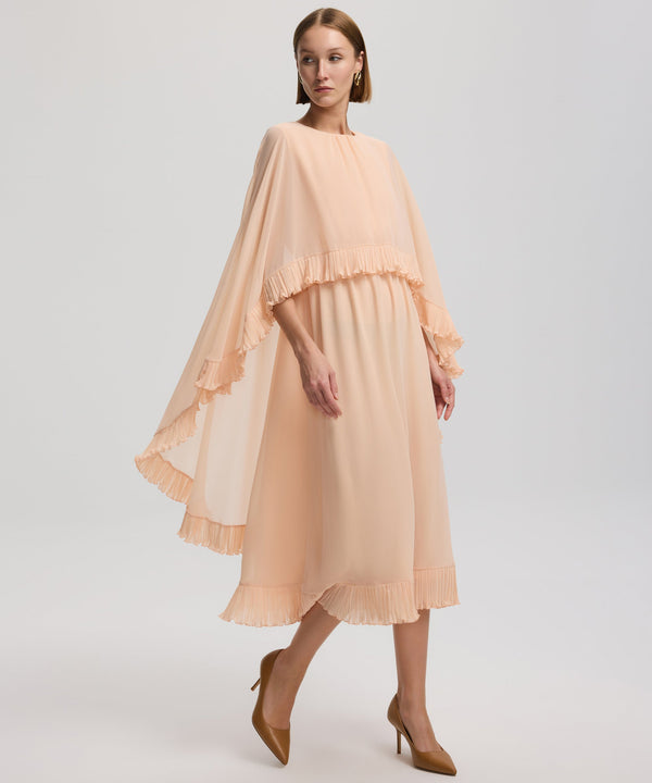 Ipekyol Cape-Effect Dress With Pleat Details Salmon