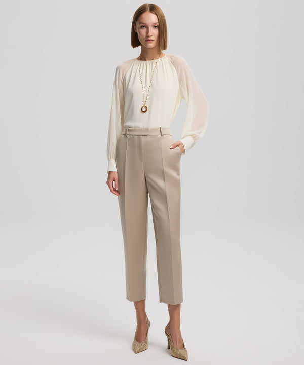 Ipekyol Shiny Textured Trousers Light Khaki