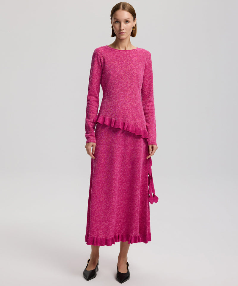 Ipekyol Asymmetrical Patterned Knitwear Fuchsia