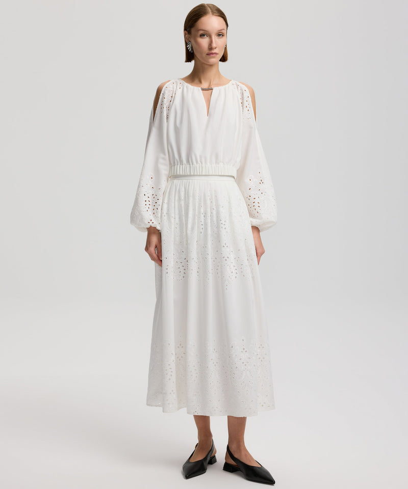 Ipekyol Embroidered Detail Pleated Skirt Off White