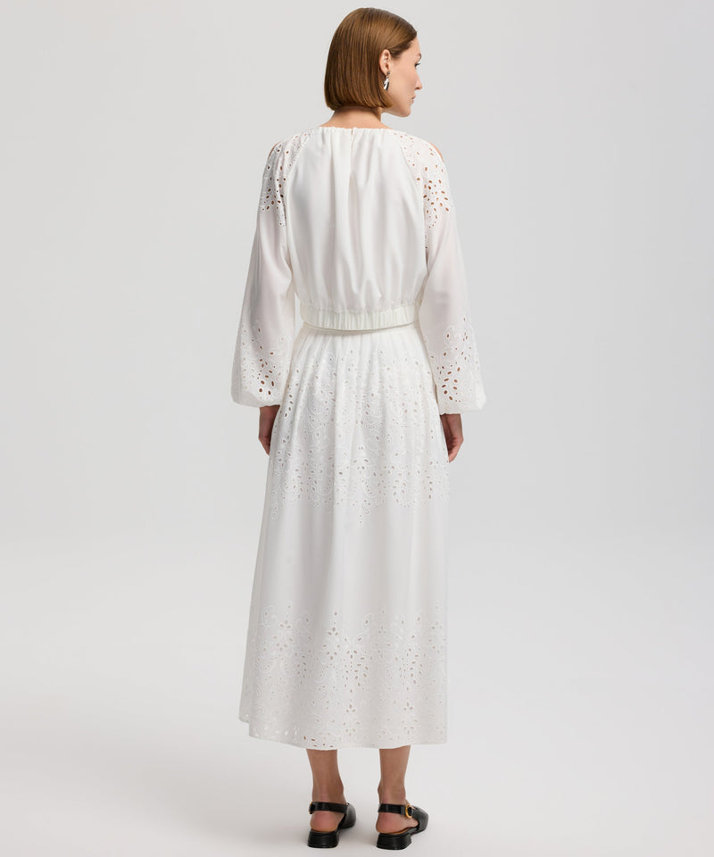 Ipekyol Embroidered Detail Pleated Skirt Off White