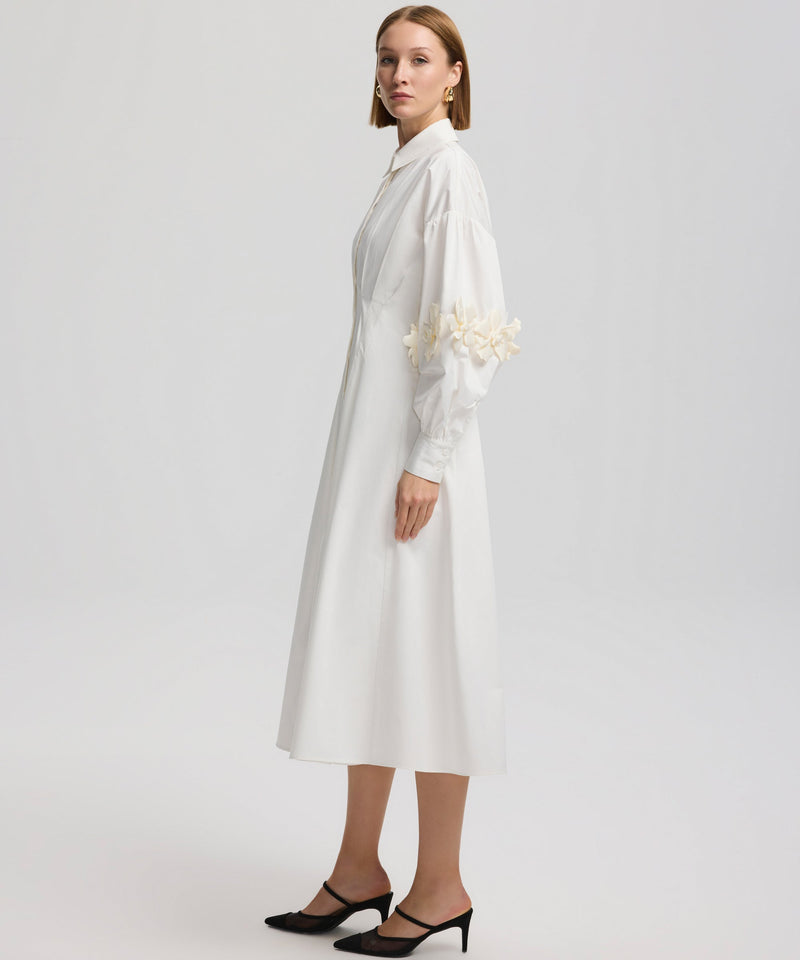 Ipekyol Sleeve Flower Details Dress  Off White