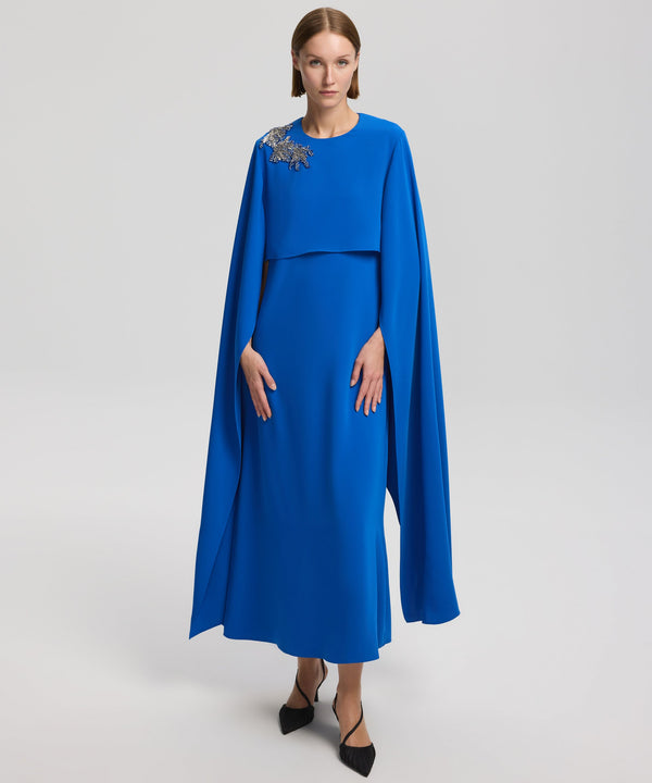 Ipekyol Cape-Effect Dress With Embellishment Sax