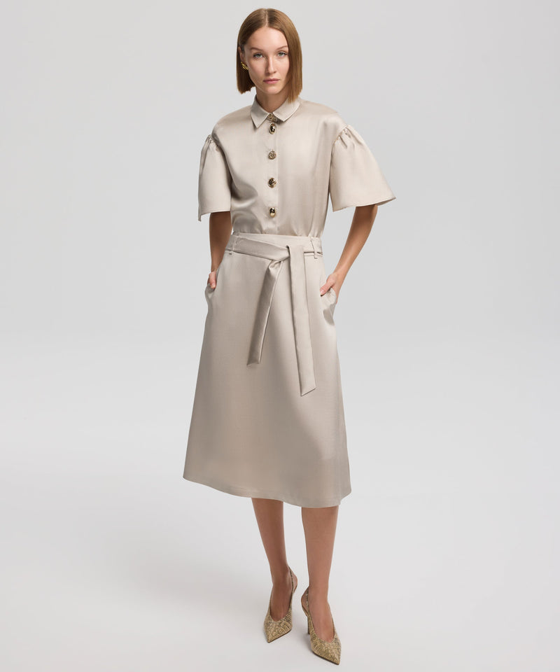 Ipekyol Self Belted A-Line Skirt Light Khaki