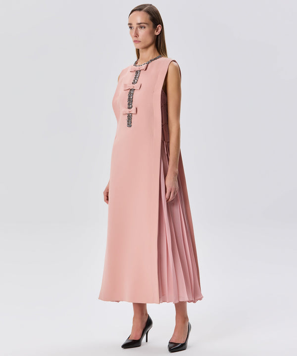 Machka Bow-Embellished Sleeveless Dress Powder