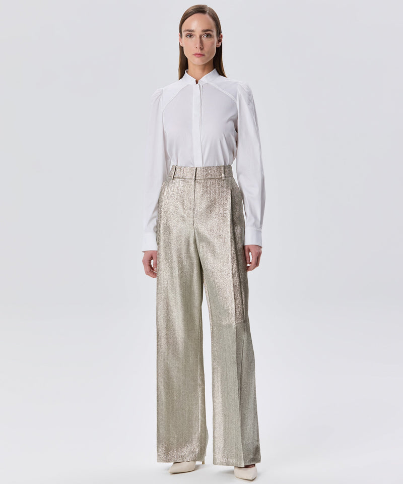 Machka Wide Leg Textured Trousers Light Yellow