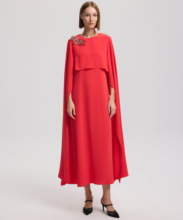 Ipekyol Cape-Effect Dress With Embellishment Vermillion