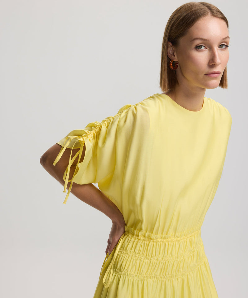 Ipekyol Pleated Waist Solid Dress Yellow