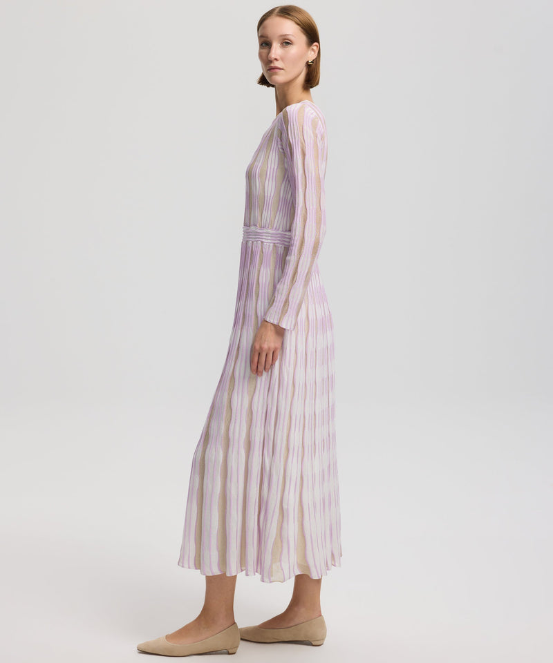 Ipekyol Patterned Knit Long Sleeve Dress Lilac