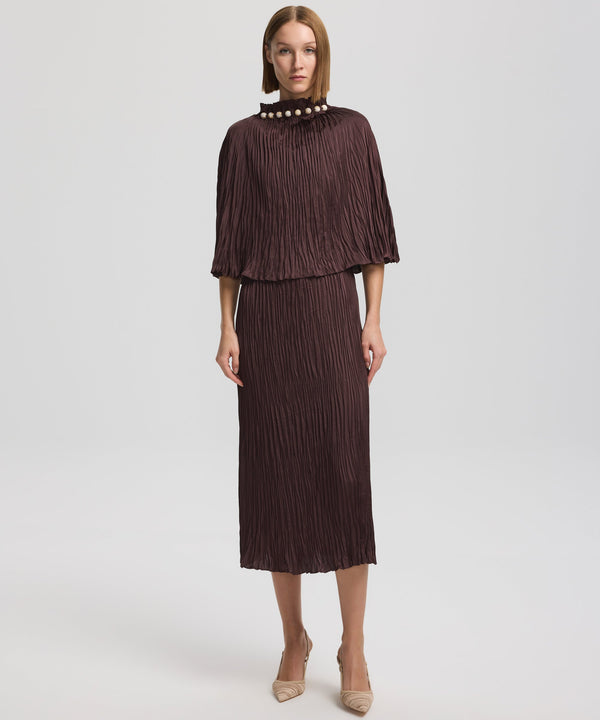 Ipekyol Two-Piece Form Pleated Dress Brown