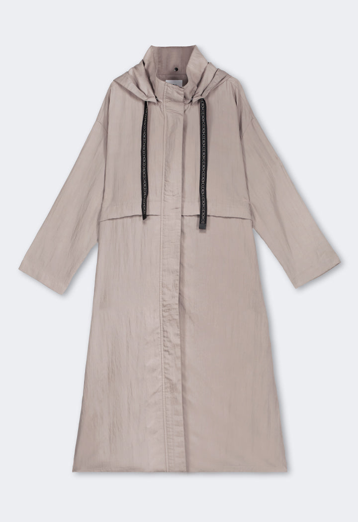 Choice Solid Long Sleeve Midi Coat Vison