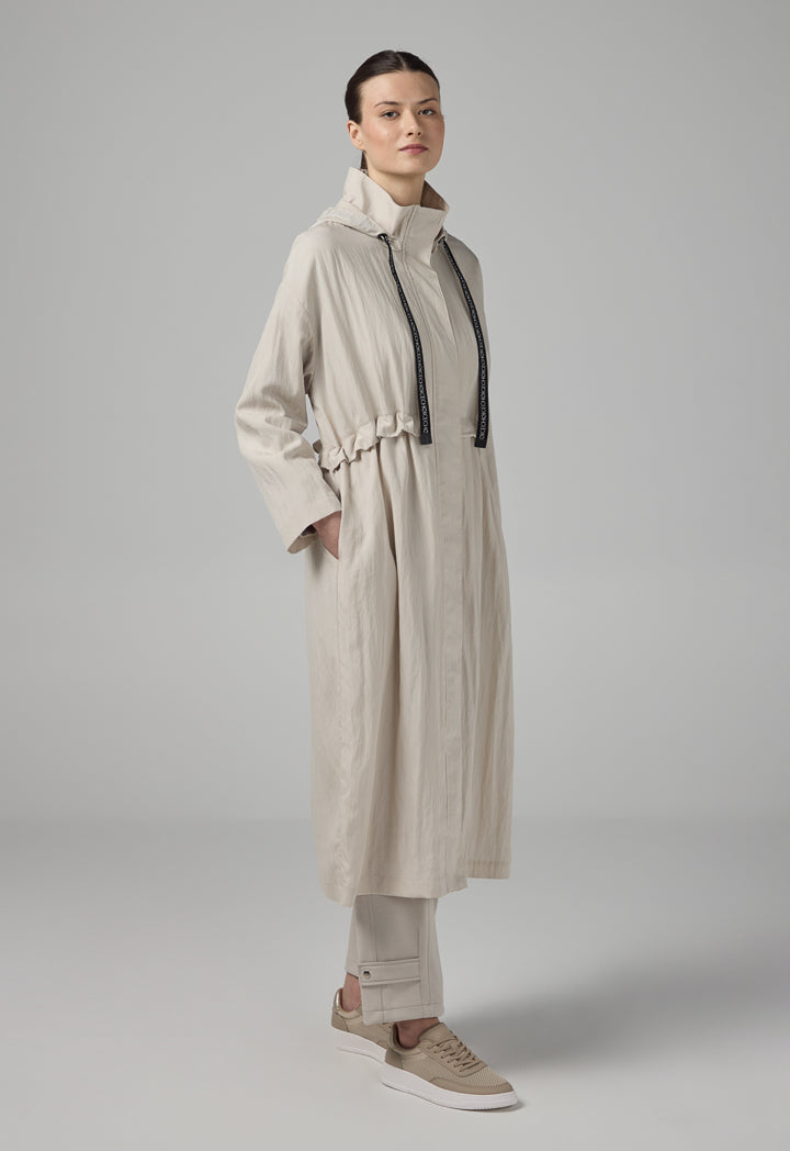 Choice Solid Long Sleeve Midi Coat Grey