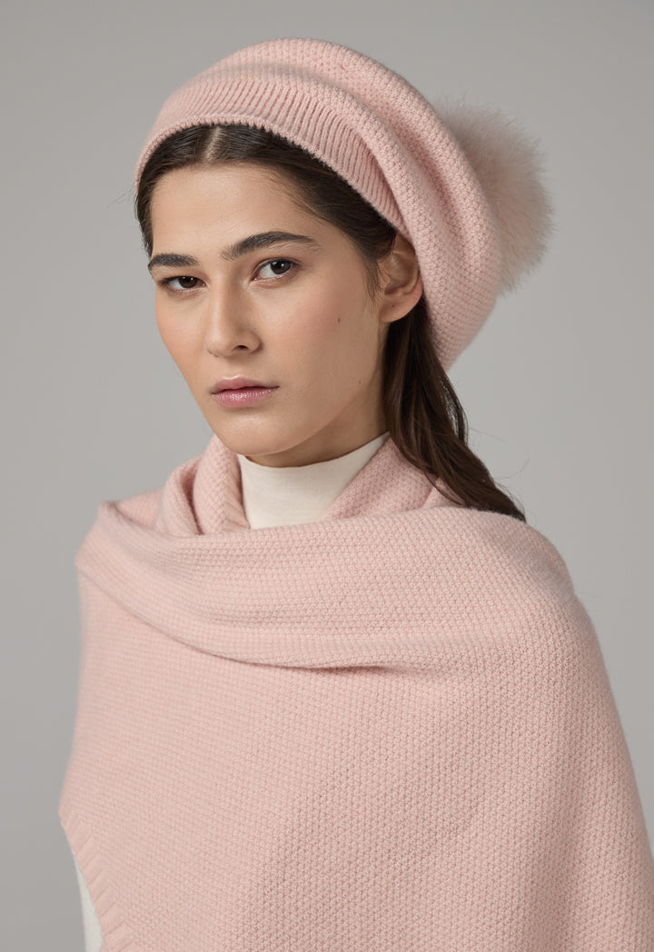 Choice Pom Pom Embellished Beanie Pink