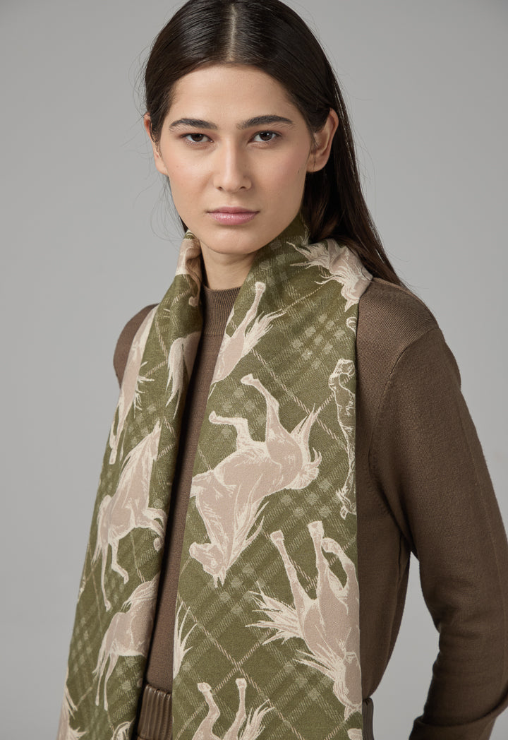 Choice Horse Pattern Pashmina Scarf Green