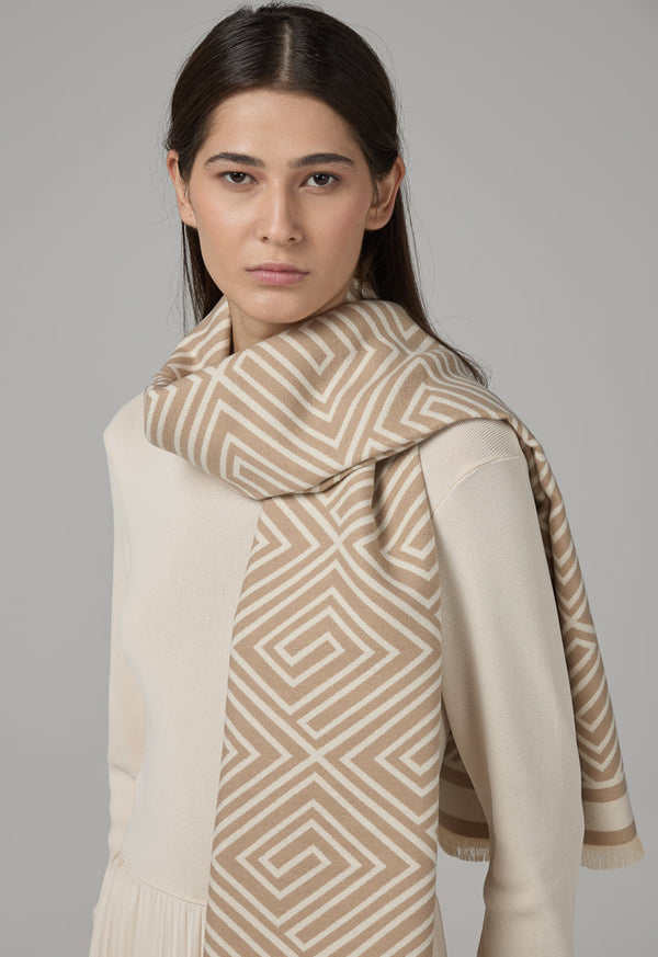 Choice Greek Key Pashmina Scarf Beige