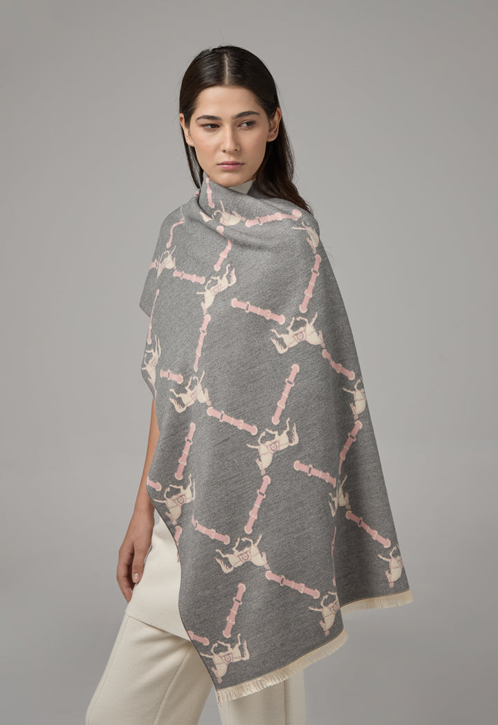 Choice Horse Pattern Pashmina Scarf Grey