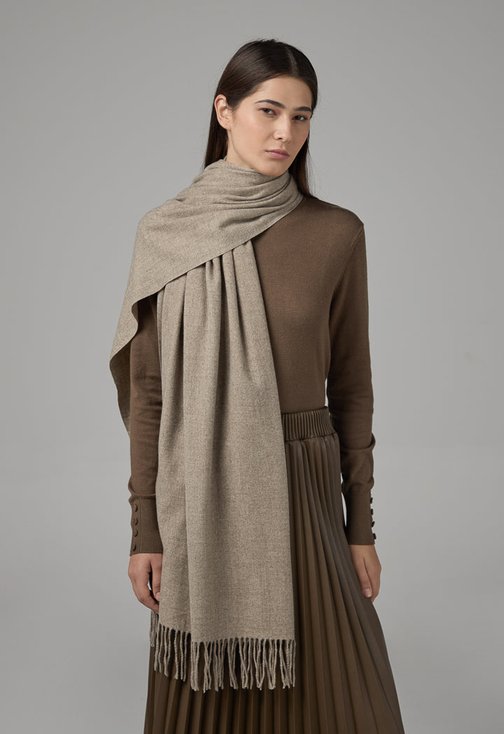 Choice Solid Tussles Winter Scarf Taupe