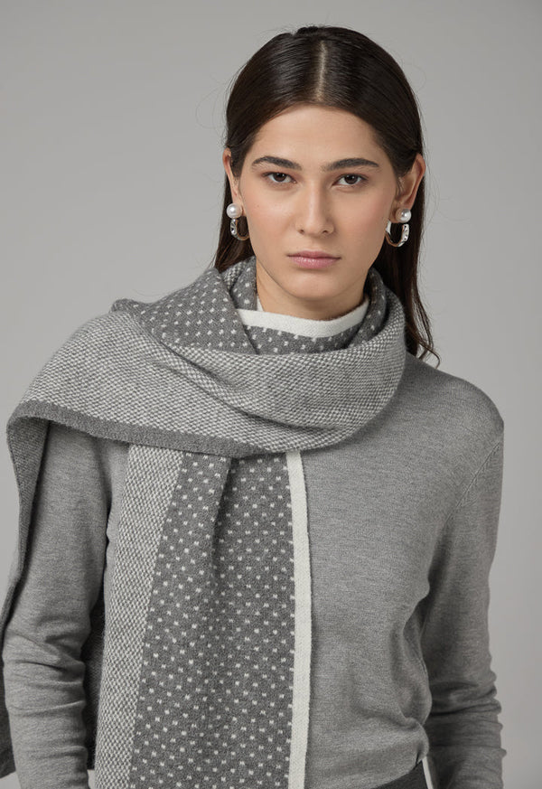 Choice Polka Dot Winter Scarf Grey/Off White