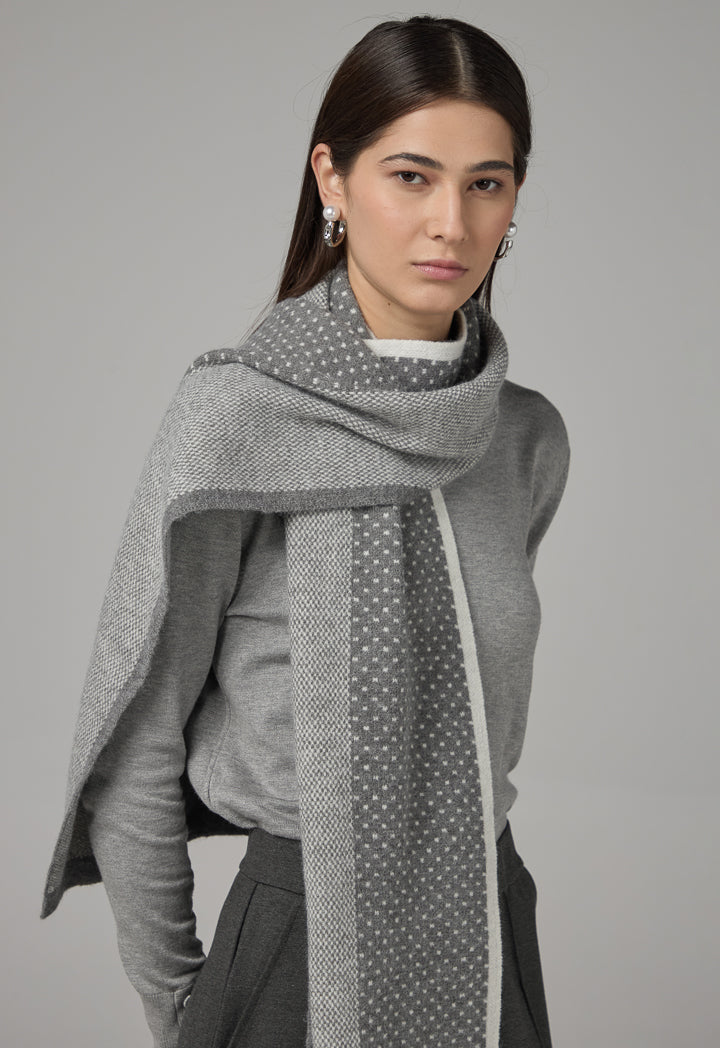 Choice Polka Dot Winter Scarf Grey/Off White