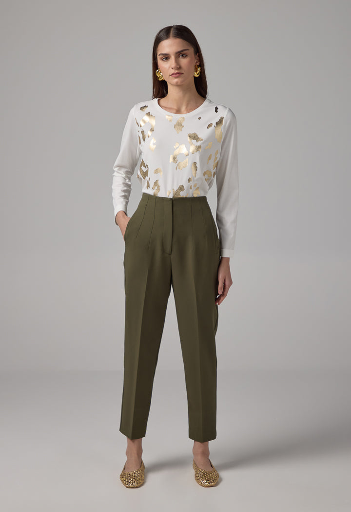 Choice Basic High-Waist Trousers Khaki