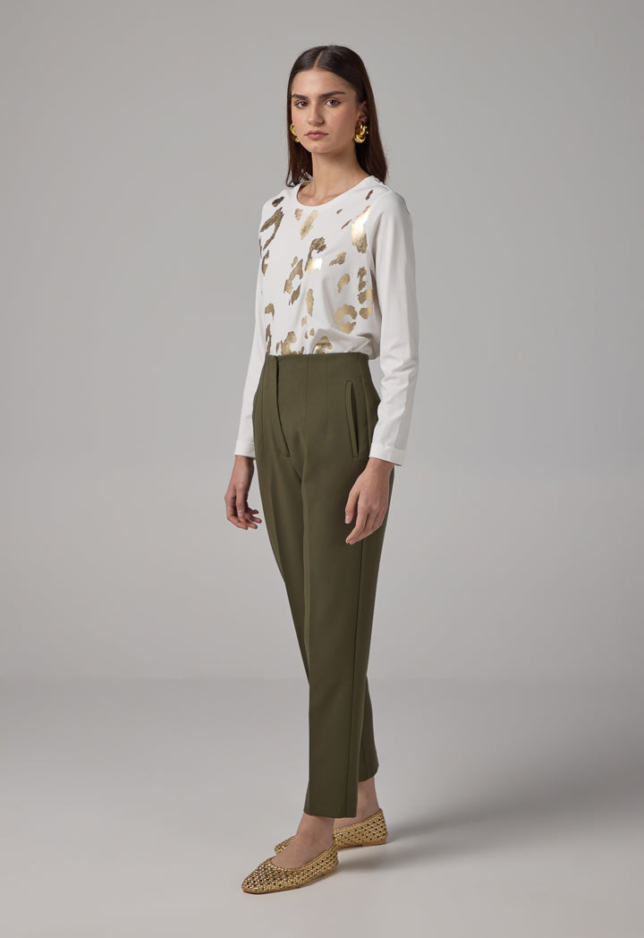 Choice Basic High-Waist Trousers Khaki