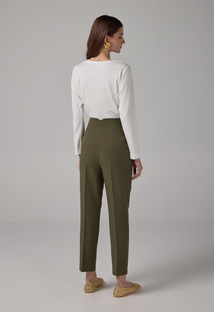 Choice Basic High-Waist Trousers Khaki