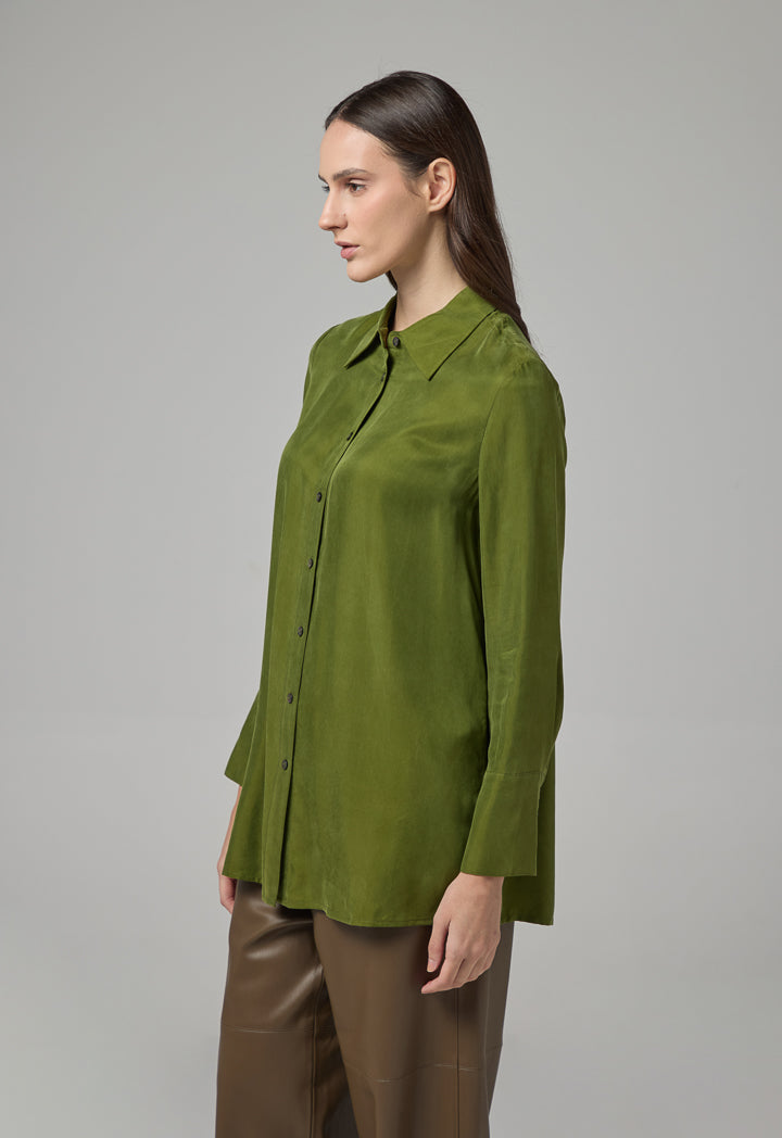 Choice Basic Regular Fit Solid Shirt Green