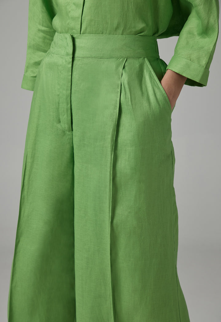 Choice Wide Leg Basic Trousers Green